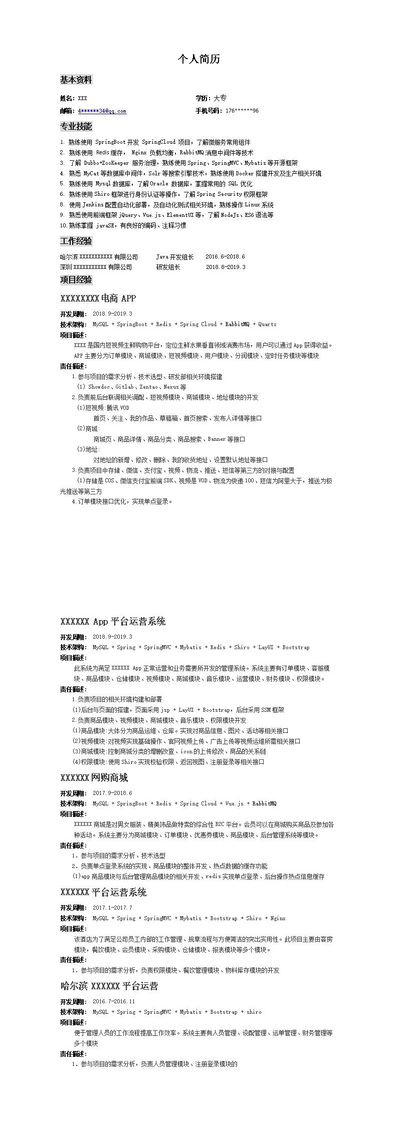 2829_JAVA软件开发类岗位求职简历模板  - 市场营销简历模板